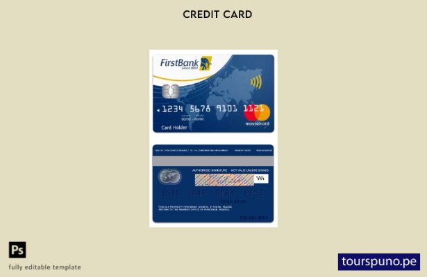 lista para imprimir plantilla de mastercard de FirstBank de Nigeria